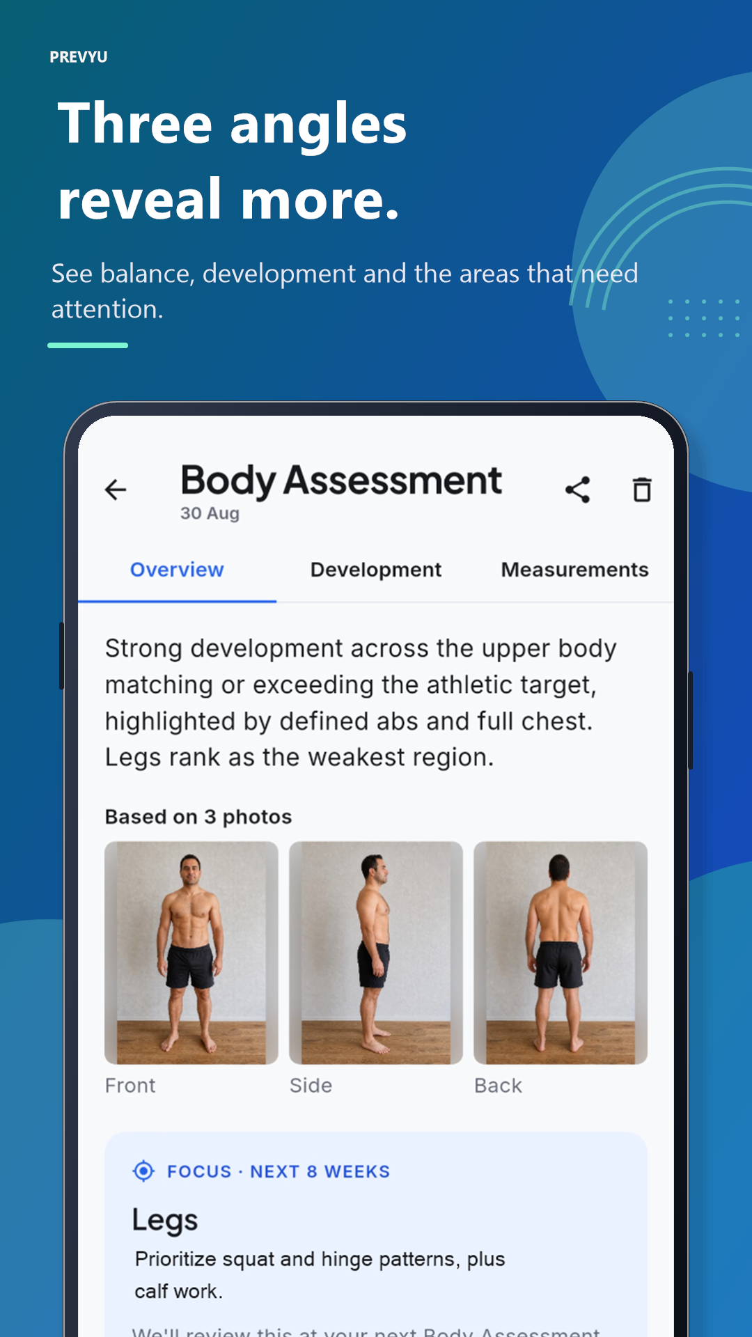Prevyu three-angle full-body assessment