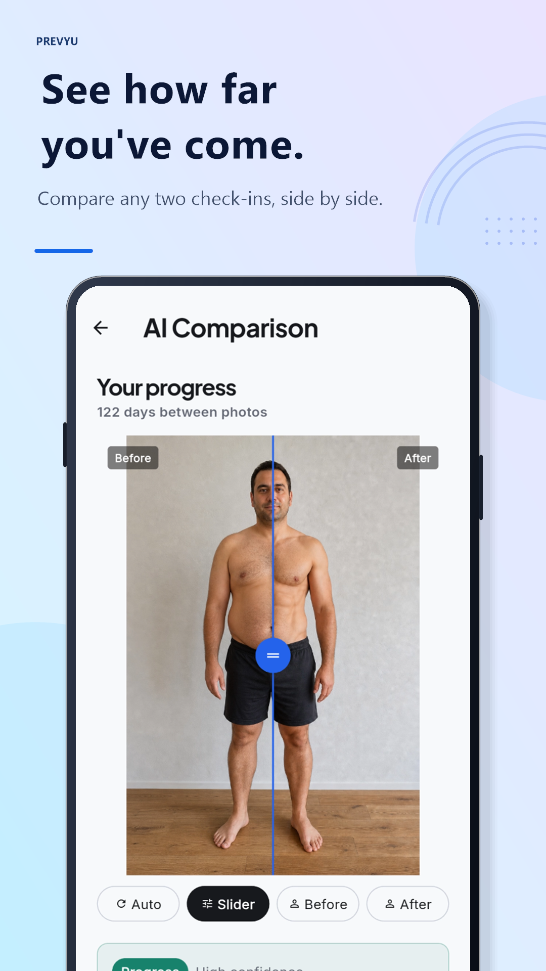 Prevyu AI comparison slider between two check-ins